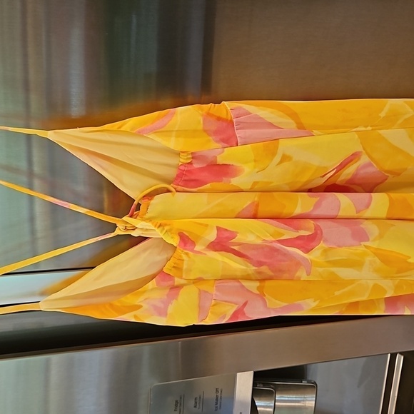 💕SANCTUARY💕 Maxi Dress ~ Yellow Pink Abstract Floral Watercolor Print S NWOT - Picture 4 of 7
